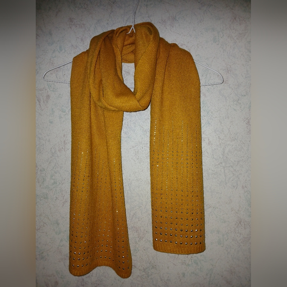 Gold Scarf With Metallic Stud Embellishment